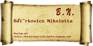 Bárkovics Nikoletta névjegykártya